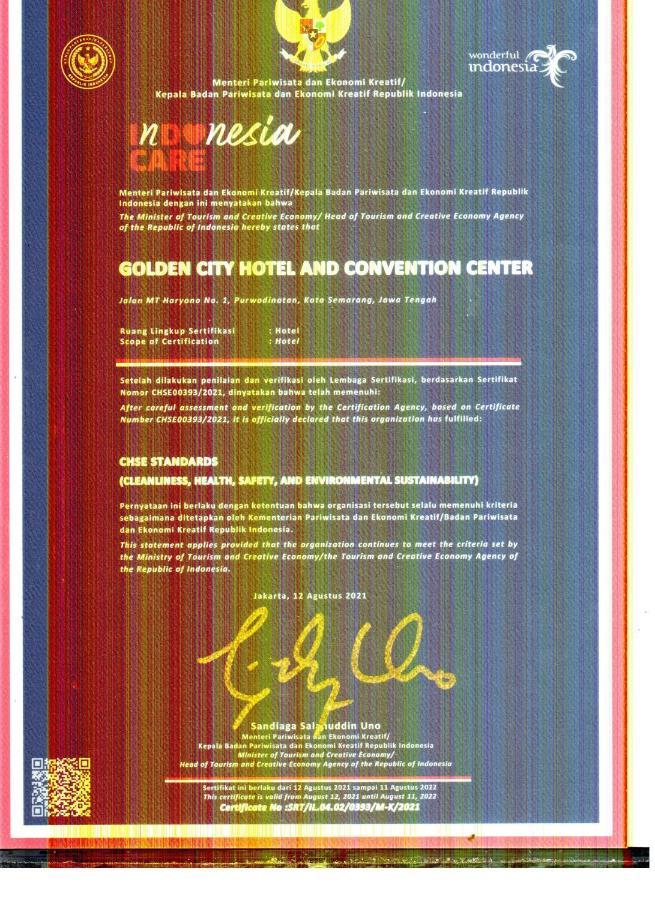 Golden City Hotel And Convention Center - Chse Certified Semarang Exteriér fotografie